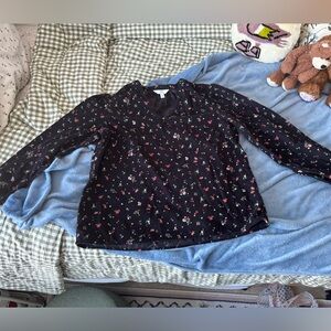 Time and Tru Black Floral Top